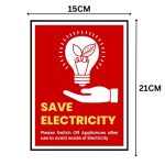 SAVE ELECTRICITY - RED ENERGY BULB ICON - SIGN BOARD - Foam Board Material
