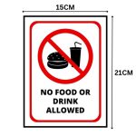 NO FOOD OR DRINK ALLOWED SIGN BOARD - Foam Board Material