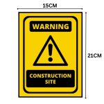 WARNING CONSTRUCTION SITE SIGN BOARD - Foam Board Material