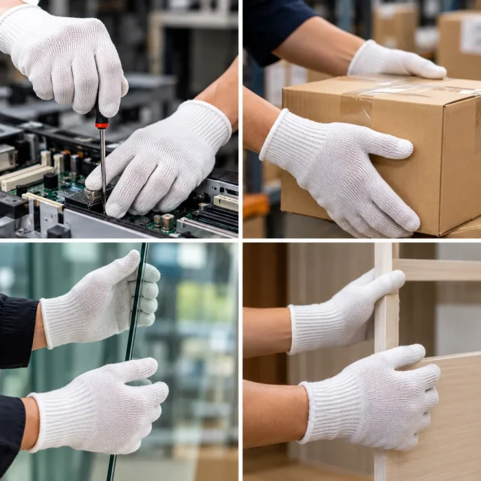 SAFETY NYLON GLOVES PAIR - WHITE - Image 2