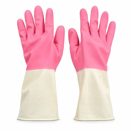 SAFETY RUBBER GLOVES PAIR - DOUBLE COLOR