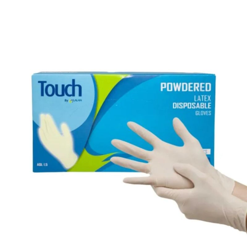 LALAN LATEX DISPOSABLE GLOVES - POWDERED - LARGE - 100 PCS