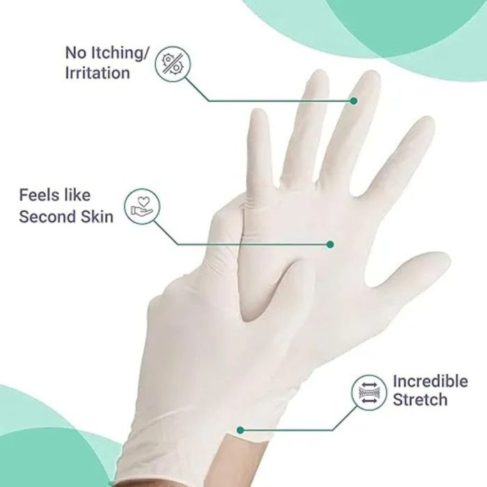 LALAN LATEX DISPOSABLE GLOVES - POWDER FREE - SMALL - 100 PCS - Image 3