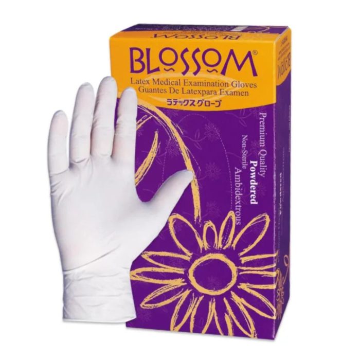 BLOSSOM LATEX DISPOSABLE GLOVES - POWDERED - SMALL - 100 PCS - Image 2
