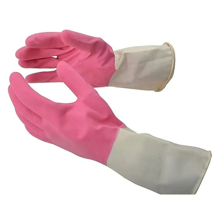 SAFETY RUBBER GLOVES PAIR - DOUBLE COLOR - Image 2
