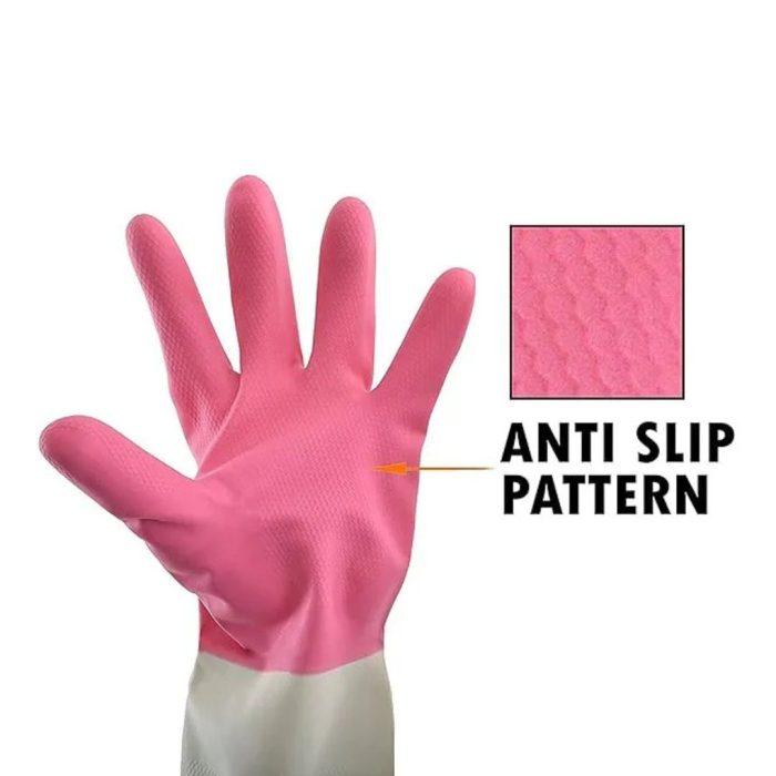 SAFETY RUBBER GLOVES PAIR - DOUBLE COLOR - Image 3