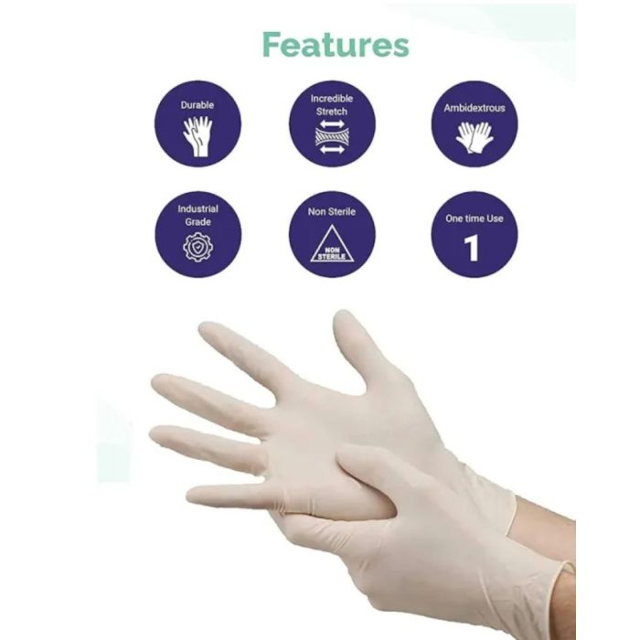 BLOSSOM LATEX DISPOSABLE GLOVES - POWDER FREE - SMALL - 100 PCS - Image 3