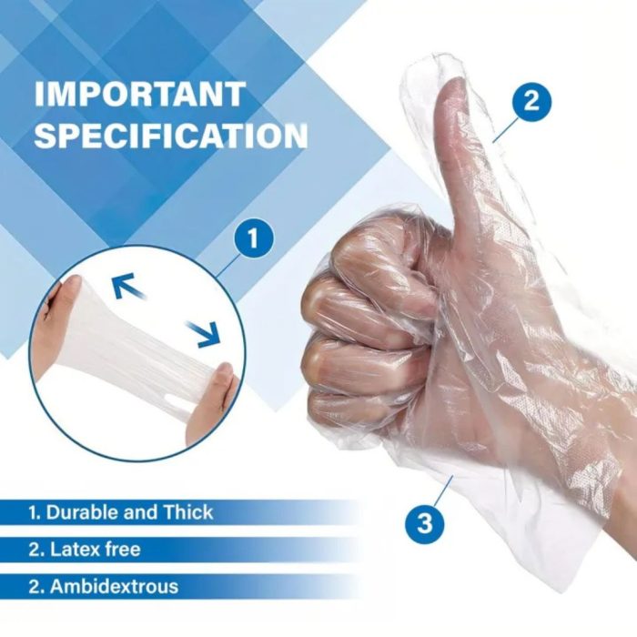 DISPOSABLE POLYTHENE GLOVES - 100 PCS - Image 2