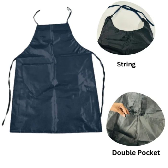 Tafetta Waterproof Apron With Double Pocket - Black - Image 2