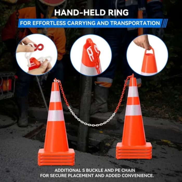 FLEXIBLE TRAFFIC SAFETY CONE - 28 INCH - Image 2
