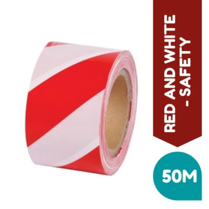 SAFETY REFLECTIVE TAPE -  RED AND WHITE - 50M