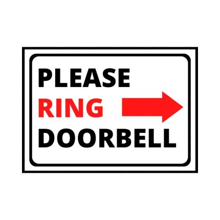 PLEASE RING DOORBELL - RIGHT ARROW - 7 INCH X 5 INCH   - STICKER