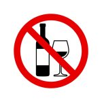 NO ALCOHOL ALLOWED STICKER - CIRCLE - 6INCH X 6 INCH