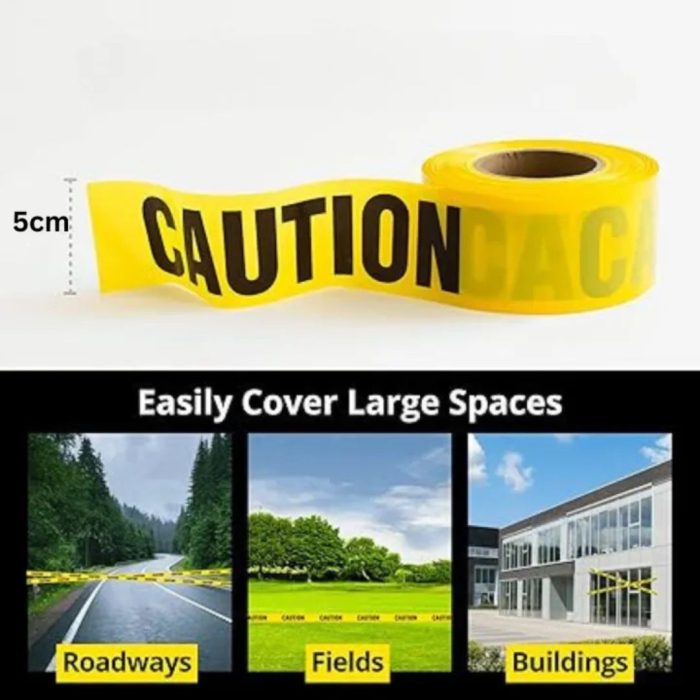 CAUTION - YELLOW POLYTHENE TAPE - 5MM - Image 2