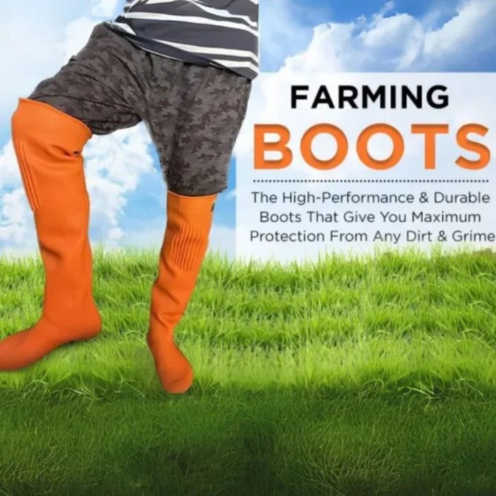 Farmers Rugged Mud Well Paddy Rubber Boots - Waterproof and Durable - Orange - Image 4