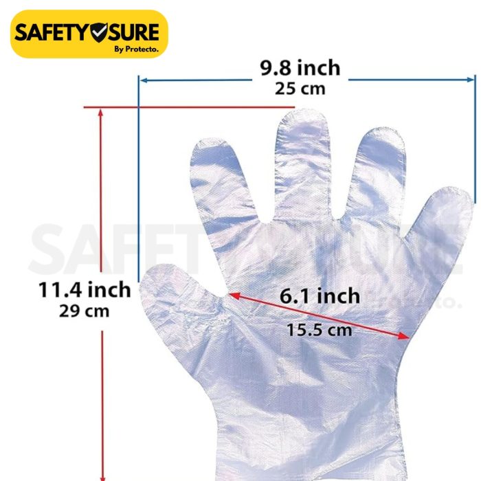 Safetysure Disposable Polythene Gloves – 100 Pcs | Food Safe, Hygienic, Lightweight & Comfortable Gloves for Cooking, Cleaning & Everyday Use - Image 3