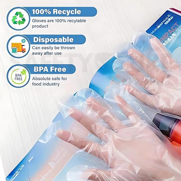 Safetysure Disposable Polythene Gloves – 100 Pcs | Food Safe, Hygienic, Lightweight & Comfortable Gloves for Cooking, Cleaning & Everyday Use - Image 4
