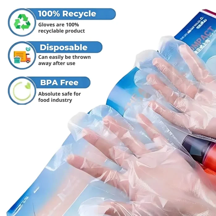 Safetysure Disposable Polythene Gloves – 100 Pcs | Food Safe, Hygienic, Lightweight & Comfortable Gloves for Cooking, Cleaning & Everyday Use - Image 3