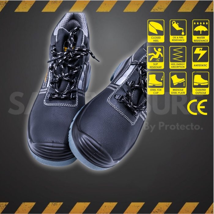 SafetySure CE Certified Leather High Ankle S3 Grade Luminous Safety Shoe - Image 3