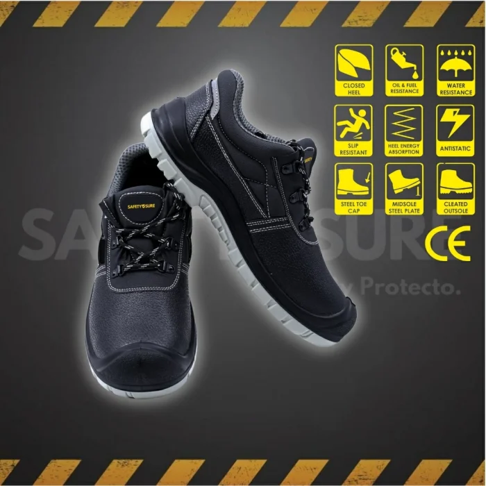 SafetySure CE Certified Leather Low Ankle S3 Grade Luminous Safety Shoe - Image 3