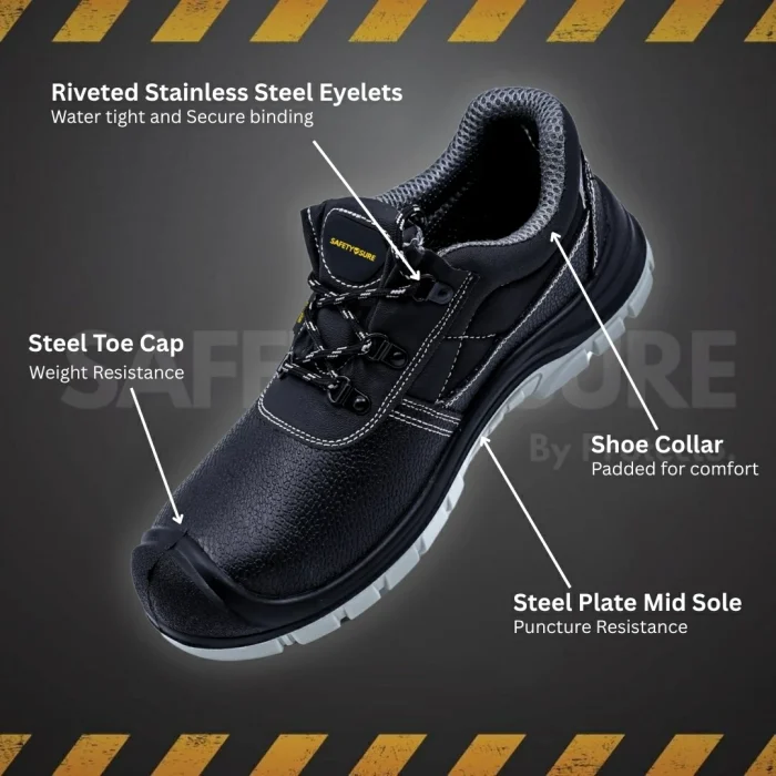 SafetySure CE Certified Leather Low Ankle S3 Grade Luminous Safety Shoe - Image 2