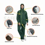 Ganga High Quality Raincoat with Trouser - Dark Green