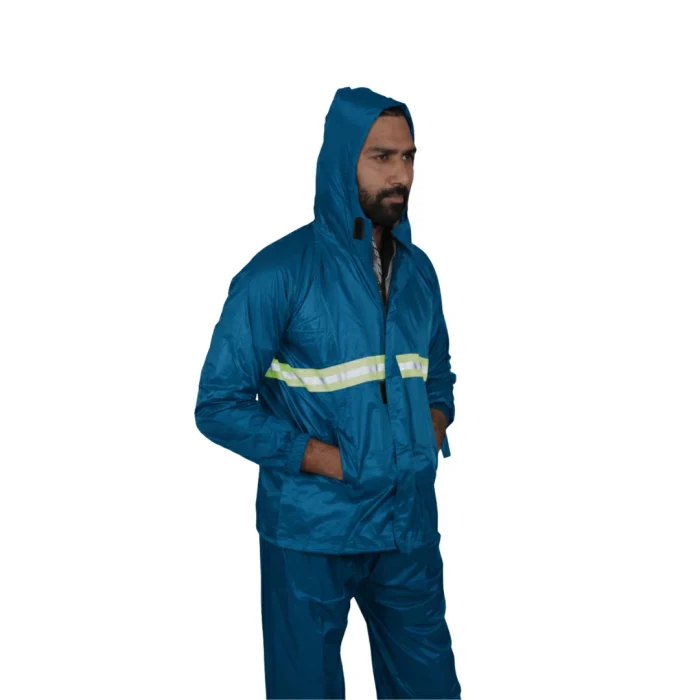 Rosendel High Quality Raincoat Kit With Luminous Green Line - Light Blue - Image 2