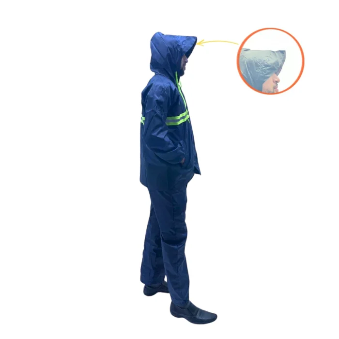 Rosendel High Quality Raincoat Kit With Luminous Green Line - Light Blue - Image 4