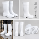 Safety Gum Boots Pair -  With Steel Toe - White - Image 4