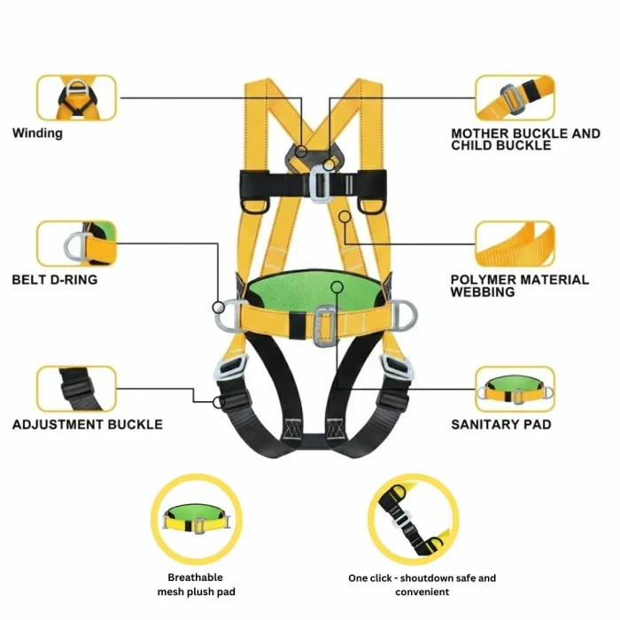 SafetySure Full Body Harness - Double Hook With Spring (With Back Support) - Image 4