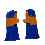 SafetySure High Quality Leather Heat Resistant Gloves Pair - Elbow Size - Blue