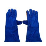 SafetySure High Quality Leather Heat Resistant Gloves Pair - Elbow Size - Blue - Image 3
