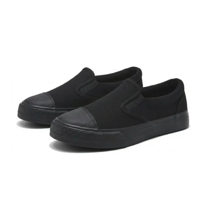 Black Canvas Shoes Without Laces