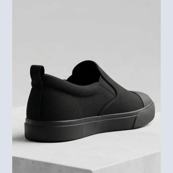 Black Canvas Shoes Without Laces