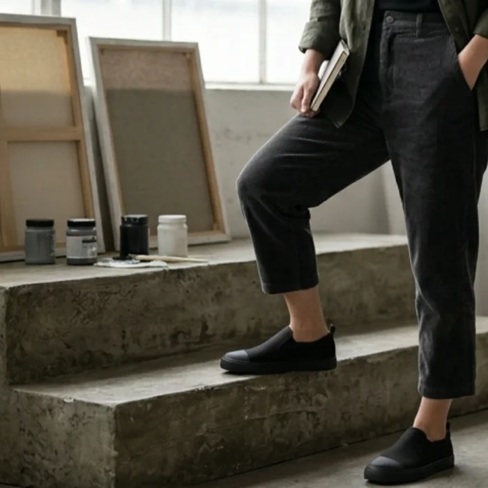 Black Canvas Shoes Without Laces