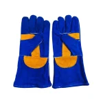 Blue leather welding gloves