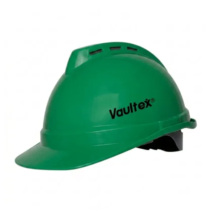 Vaultex Green Safety Helmet with Ventilation Holes