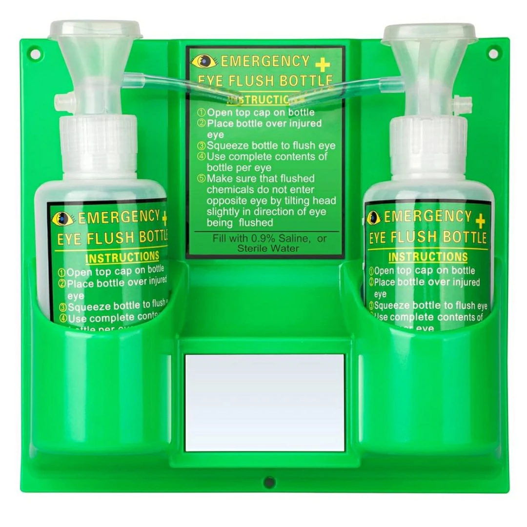 ss web upload (52) Emergency Two Eye Wash Flush Bottles With Holder - Image 1