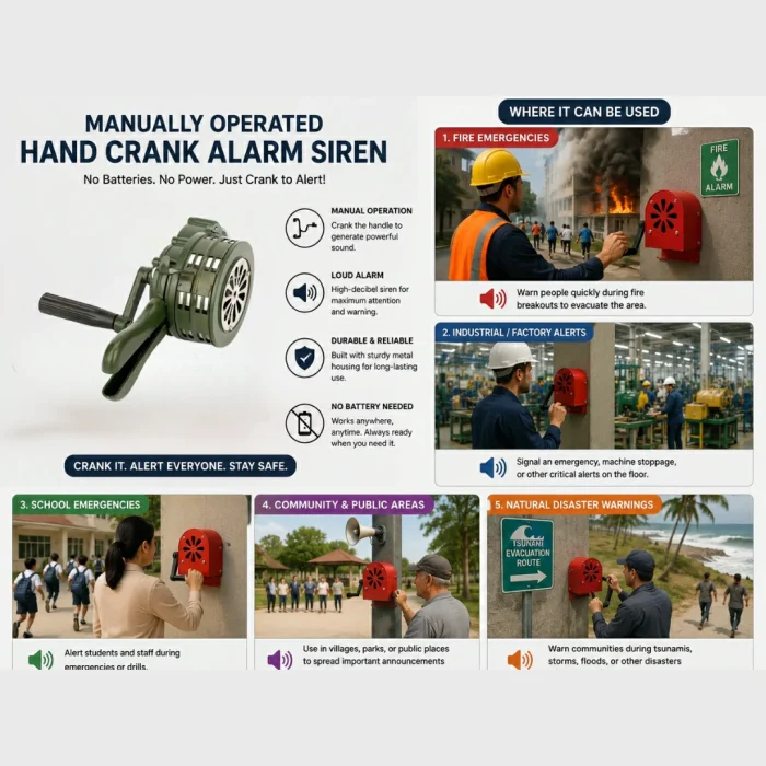 Manually Operated Hand Crank Alarm Siren