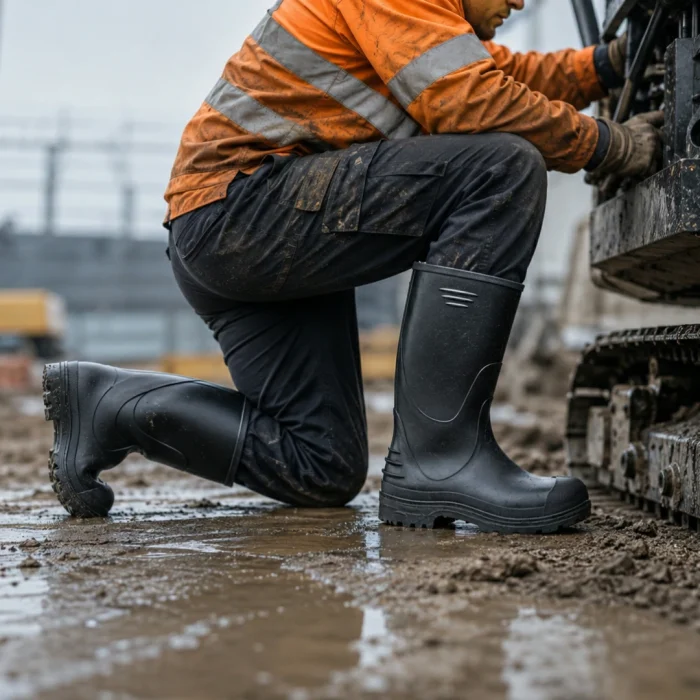 Safety Gum Boots Pair - With Steel Toe - Black - Image 4