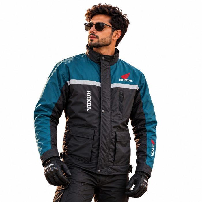 Honda Unisex Bike Riding Jacket - Green and Black - Image 2