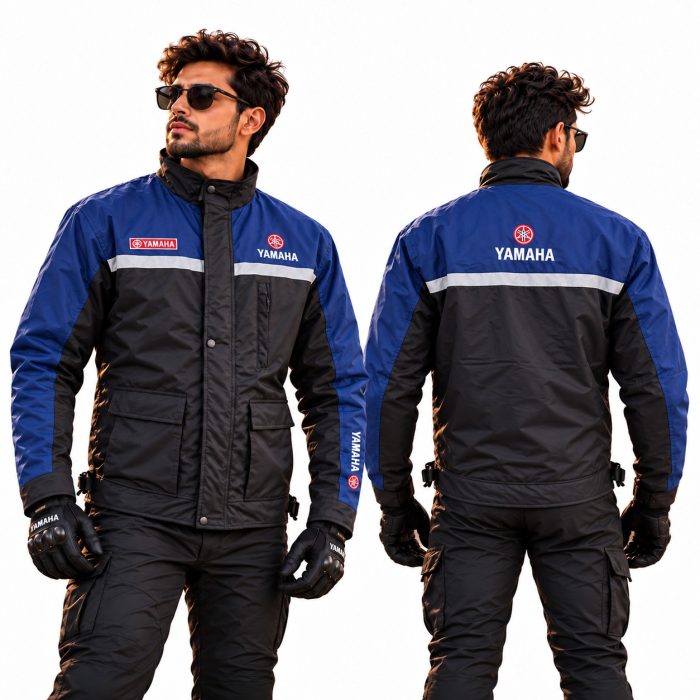 Yamaha Unisex Bike Riding Jacket - Blue and Black - Image 4